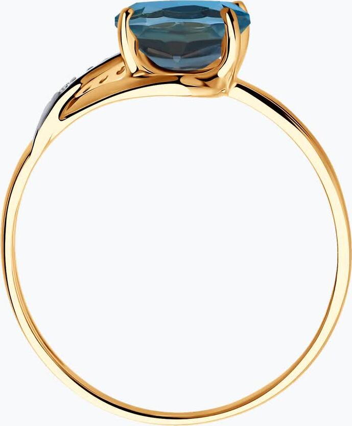 Diamant 31-310-01402-1 Women's Ring, Size 16.5, 9K Red Gold 375, Topaz and Cubic Zirconia, Round Colorless Stones, Rhodium Plated, 0.94g