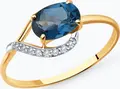 Inel Diamant 31-310-01402-1 pentru femei, Mărime 17.5, Aur Rosu 375 (9K), Topaz si Zirconiu Cubic, Pietre Rotunde Incolore, Placare Rodiu, 0.94g
