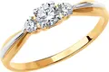Diamant Women's Ring 31-110-00108-1, Ring Size 16.5, 9K Red Gold 375 Purity, Round Colorless Cubic Zirconia Fianit Stones 0.176 ct, 2.25 mm, 1.28 g