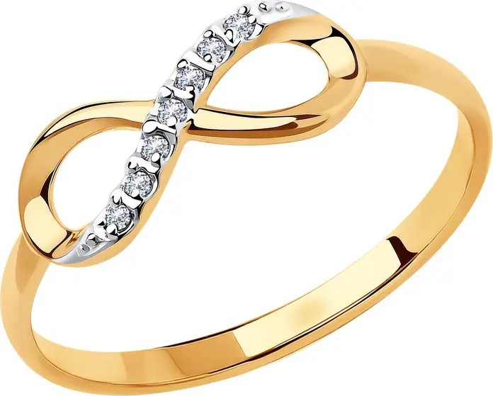 Diamant 31-110-00787-1 Bijuterie pentru femei din Aur Roșu 9K 375 placată cu Rodiu, Mărime Inel 17.5, cu 7 Zirconii Cubice Rotunde Incolore 0.06ct, 0.96g