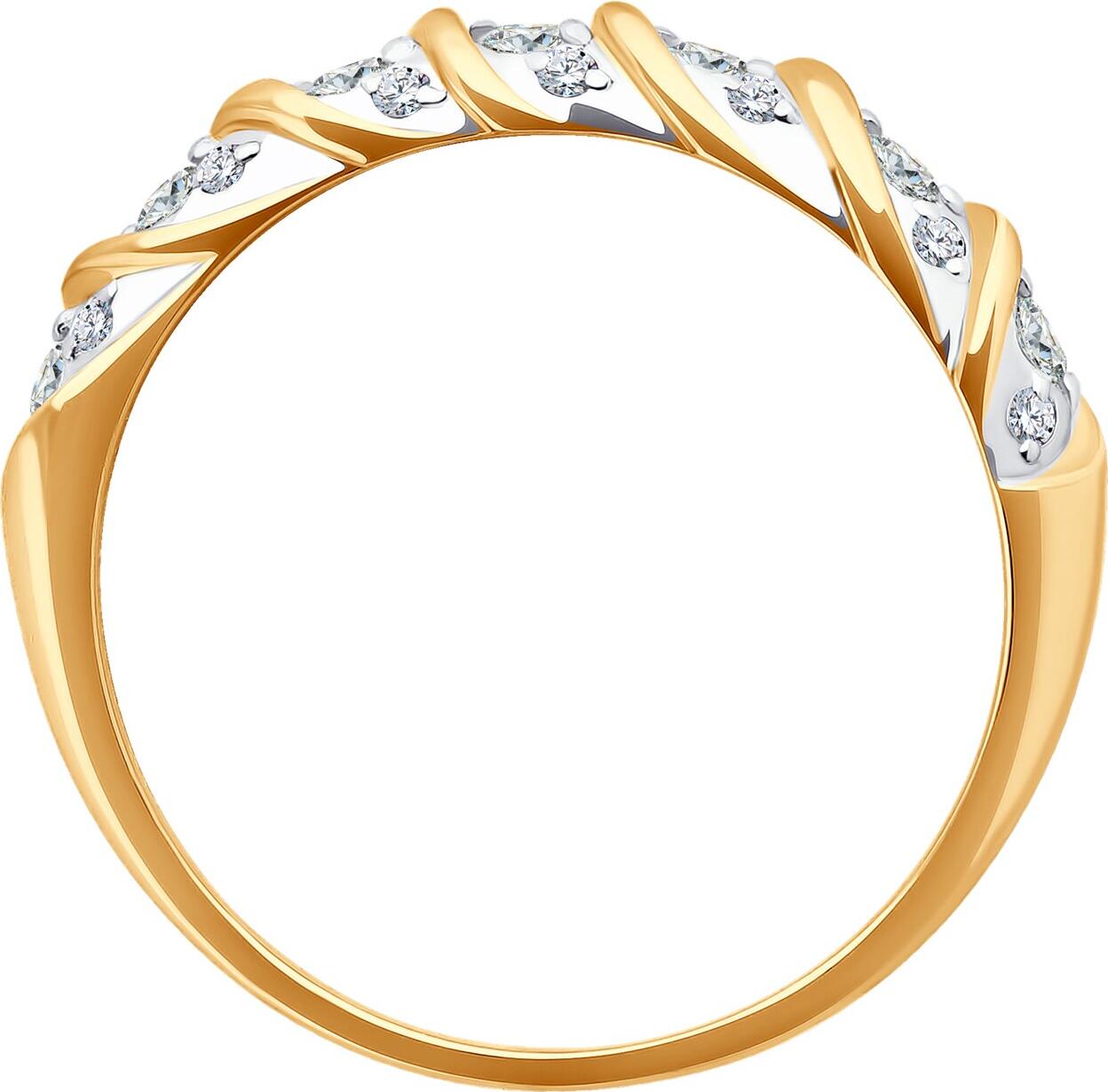 Diamant Women's Ring 31-110-02315-1, Ring Size 17.5, 9k Red Gold 375, 14 Round Colorless Cubic Zirconia 0.119ct, Rhodium Plated, 1.72g