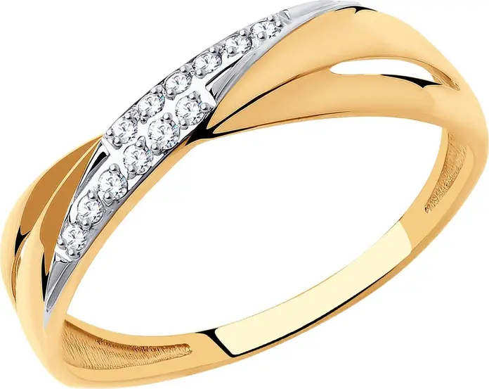 Bijuterie Diamant 31-110-00963-1 pentru femei, Mărime Inel 18, Aur Roșu 375 (9K), Placare Rodiu, Cubic Zirconia Incolor Round 0.102 ct, 1.34 g