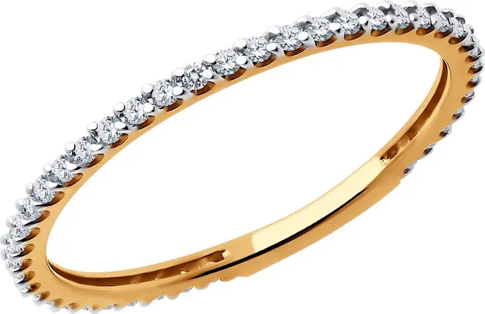 Inel SOKOLOV 018898 pentru femei, Mărime 16.5, Aur Roșu 585 cu placare de rodiu, 37 pietre Cubic Zirconia rotunde incolore, 0.315 ct, 0.84 g