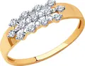 Inel SOKOLOV 018959 pentru femei, Mărime 18.5, Aur Roșu 585 cu placare Rodiu, 13 Pietre Cubic Zirconia Incolori Rotunde 0.371 ct, 1.26g, 13x5x2 mm, Lățime bandă 1mm