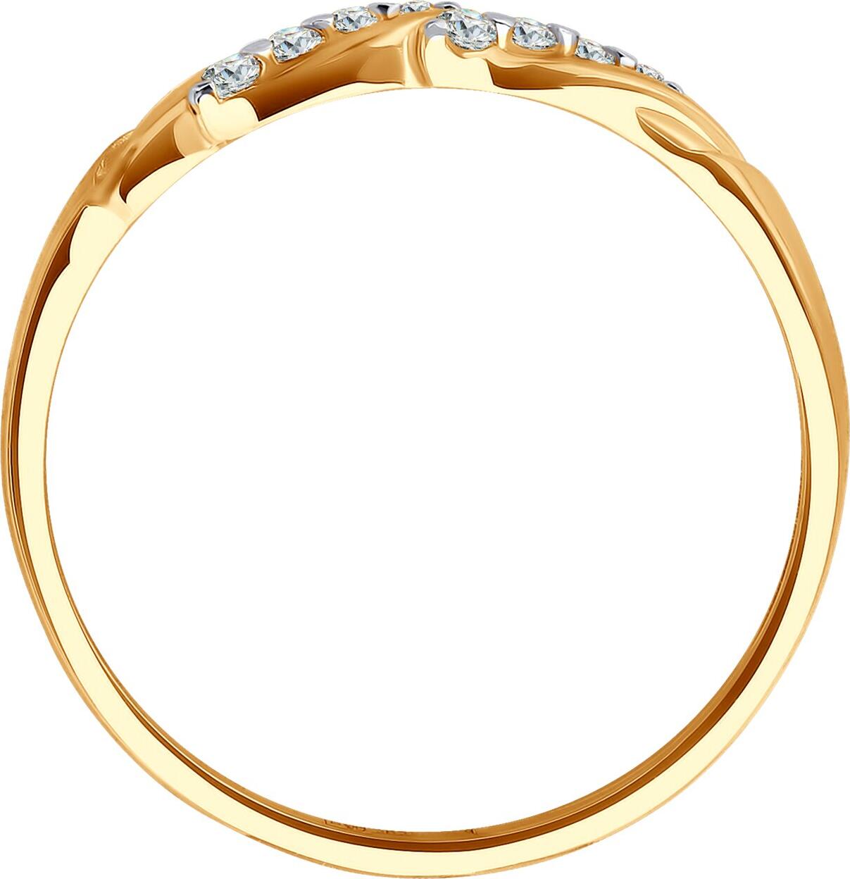 Inel SOKOLOV 018970 pentru femei, Mărime 17, Aur Roșu 585, Zirconiu Cubic Incolor Rotund 0.132 ct, Placare cu Rodiu, 1.02 g