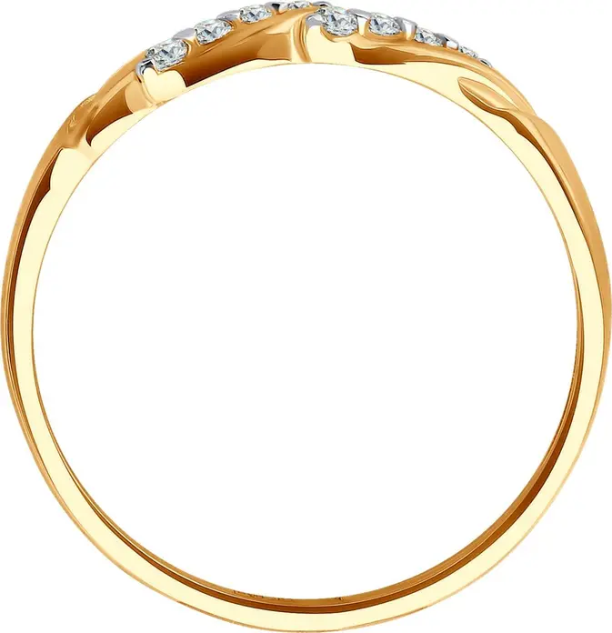 Inel SOKOLOV 018970 pentru femei, Mărime 17, Aur Roșu 585, Zirconiu Cubic Incolor Rotund 0.132 ct, Placare cu Rodiu, 1.02 g