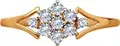 SOKOLOV 019060 Women's Everyday Ring, Size 18, 585 Red Gold with Rhodium Coating, Round Colorless Cubic Zirconia Stones 0.459 ct, 7 Stones 2 mm