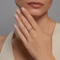 SOKOLOV 019060 Women's Everyday Ring, Size 18, 585 Red Gold with Rhodium Coating, Round Colorless Cubic Zirconia Stones 0.459 ct, 7 Stones 2 mm