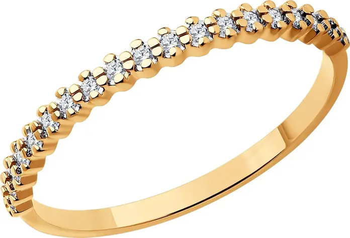 SOKOLOV 019107 Women's Ring, Size 17, 585 Red Gold, 19 Round Colorless Cubic Zirconia (Fianit) Stones, 0.162 ct, 1.01 g
