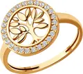 SOKOLOV 019383 Women's Ring Tree of Life Collection, 585 Red Gold with 26 Colorless Cubic Zirconia, Halo Design, 0.221 ct Total Gemstone Weight Ring Size: 16.5