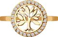 SOKOLOV 019383 Women's Ring Tree of Life Collection, 585 Red Gold with 26 Colorless Cubic Zirconia, Halo Design, 0.221 ct Total Gemstone Weight Ring Size: 18