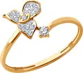 Inel pentru femei SOKOLOV 019517 Colecția Dolce Vita, Mărime 18.5, Aur Roșu 585 cu Placare cu Rodiu, Zirconiu Cubic Incolor Rotund 0.102 ct, 1.28 g