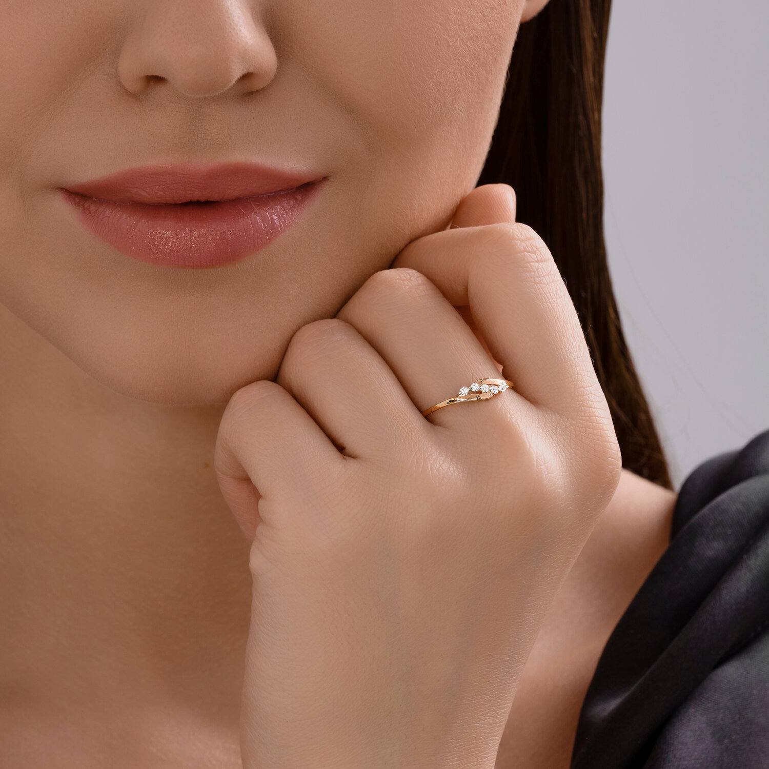 SOKOLOV 019567 Women's Everyday Ring, Size 16.5, 585 Red Gold with Rhodium Coating, Round Colorless Cubic Zirconia 0.145 ct, 0.88g