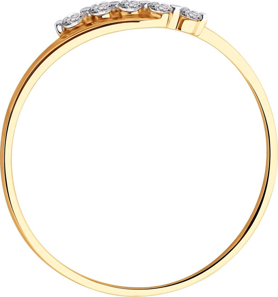 Inel SOKOLOV 019567 pentru femei, mărime 17.5, Aur Roșu 585 cu placare de rodiu, pietre rotunde de zirconiu cubic incolore 0.145 ct, 0.88g, stil de zi cu zi