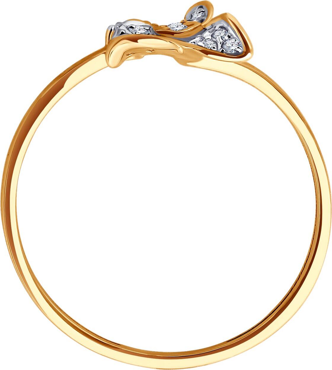 Inel pentru femei SOKOLOV 019517 Colecția Dolce Vita, Dimensiune 16.5, Aur Roșu 585 cu Placare cu Rodiu, Zirconiu Cubic Incolor Rotund 0.102 ct, 1.28 g