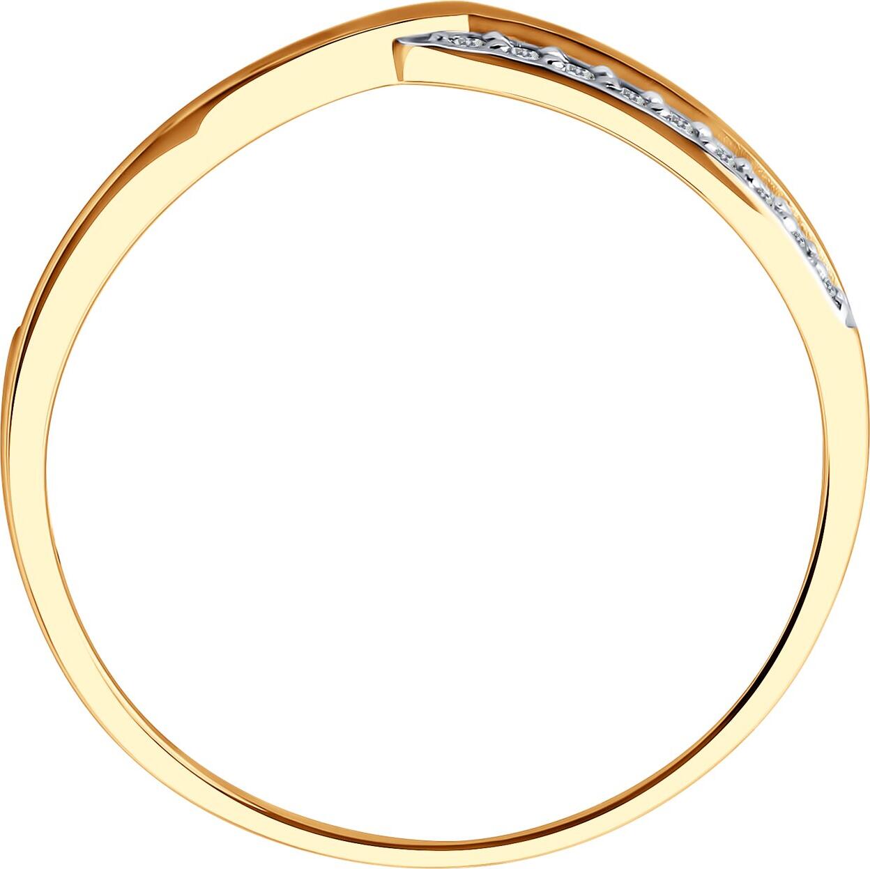 Inel SOKOLOV 019571 pentru femei, mărime 17.5, Aur Roșu 585 cu placare de rodiu, 18 pietre de zirconiu cubic incolore rotunde 0.171 ct, lățime 1 mm, 1.33 g