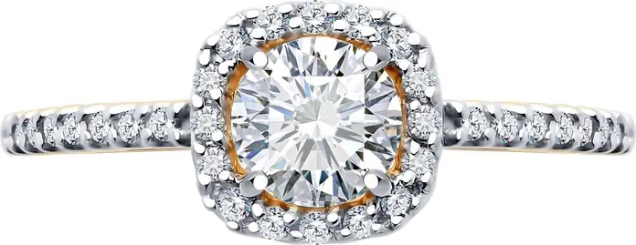 Inel de logodnă Diamant 51-110-02355-1 pentru femei, Aur Roșu 585, placare Rodiu, 32 pietre Cubic Zirconia rotunde incolore, 0.272 ct, 1.56 g, Mărime Inel 17.5