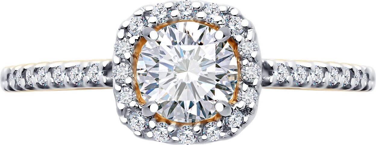 Diamant 51-110-02355-1 Women's Engagement Ring, 585 Red Gold, Rhodium Plated, 32 Round Colorless Cubic Zirconia, 0.272 ct, 1.56 g, Ring Size 18.5