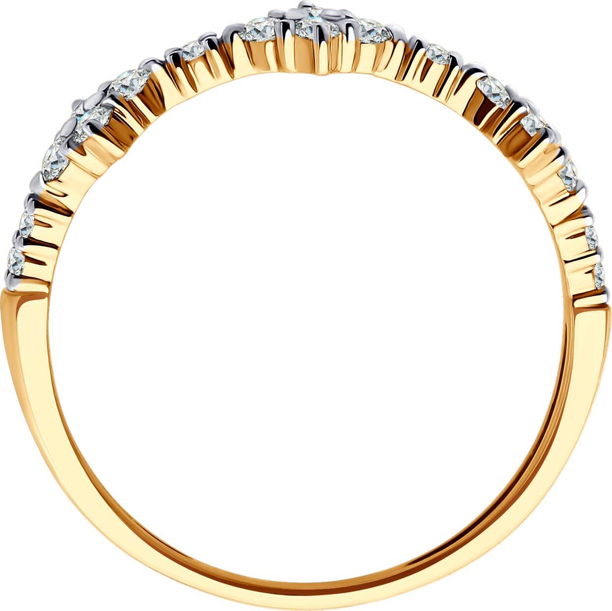 Diamant 51-110-02440-1 Women's Ring, Size 16.5, 585 Red Gold, Rhodium Plated, 12 Round Colorless Cubic Zirconia, 0.342 ct, 1.14 g, 1 mm Width