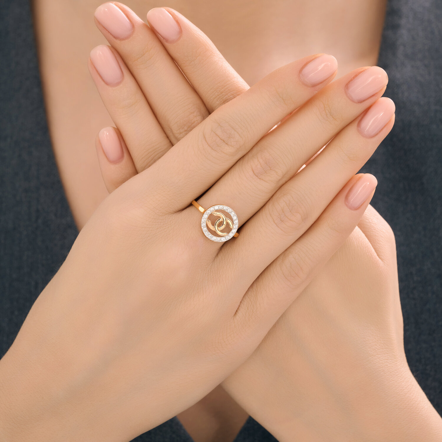 Diamant 51-110-02979-1 Women's Ring, Size 18.5, 585 Red Gold, Rhodium Plated, 22 Round Colorless Cubic Zirconia Stones, 0.363 ct, 1.69 g