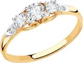 Diamant Women's Ring 31-110-00303-1, Size 16.5, 9K Red Gold 375, Rhodium Plated, Round Colorless Cubic Zirconia 0.401 ct, 1.36 g