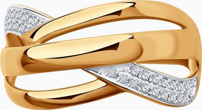 Diamant Women's Ring 31-110-01390-1, Size 18, 9K Red Gold 375, Round Colorless Cubic Zirconia (Fianit), 28 Stones 1mm, 0.252 ct, 2.27g