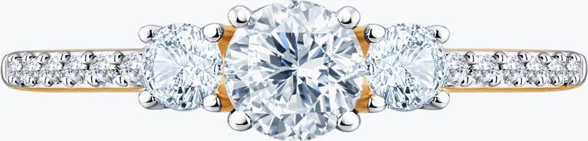 Inel SOKOLOV 019892 pentru femei, Mărime 16, Aur Roșu 585, 14 pietre Cubic Zirconia incolore rotunde, 0.133 ct, 1.2 g