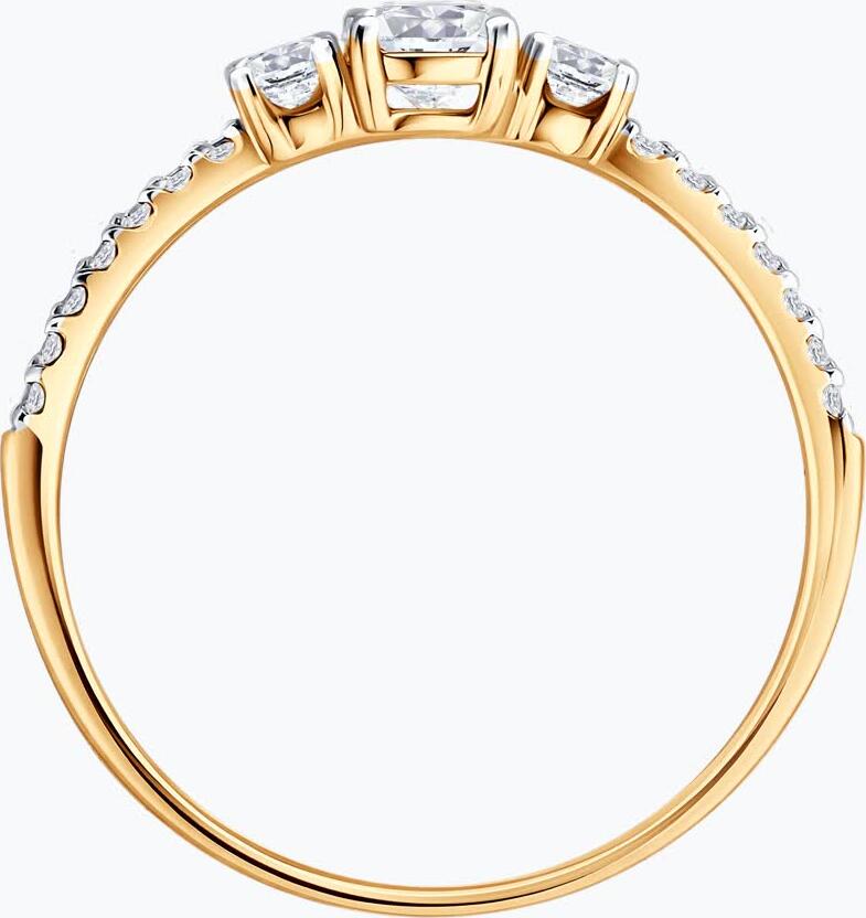 Inel SOKOLOV 019892 pentru femei, Mărime 16, Aur Roșu 585, 14 pietre Cubic Zirconia incolore rotunde, 0.133 ct, 1.2 g