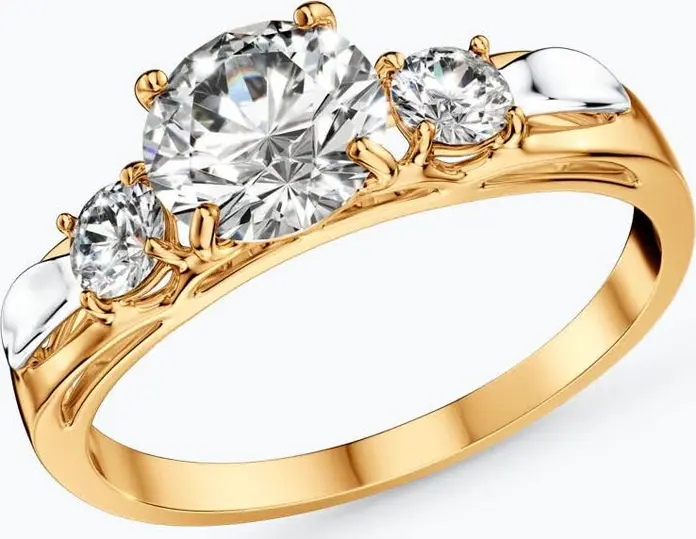 SOKOLOV 019024 Women's Ring, 585 Red Gold, Round Colorless Cubic Zirconia 3mm, 0.401 ct, 2mm Width, Size 16.5
