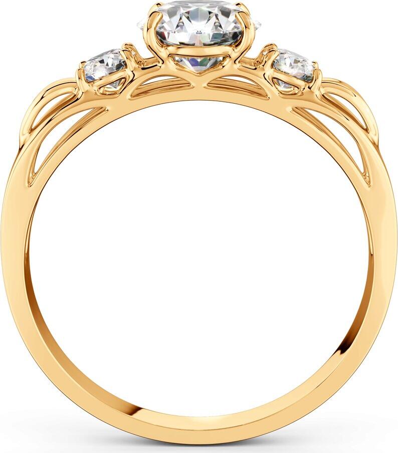 SOKOLOV 019024 Women's Ring, 585 Red Gold, Round Colorless Cubic Zirconia 3mm, 0.401 ct, 2mm Width, Size 16.5