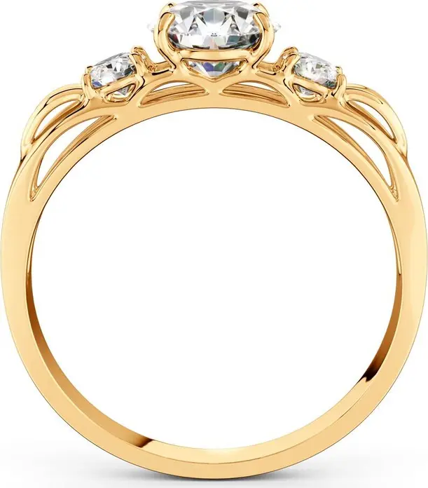 SOKOLOV 019024 Women's Ring, 585 Red Gold, Round Colorless Cubic Zirconia 3mm, 0.401 ct, 2mm Width, Size 16.5