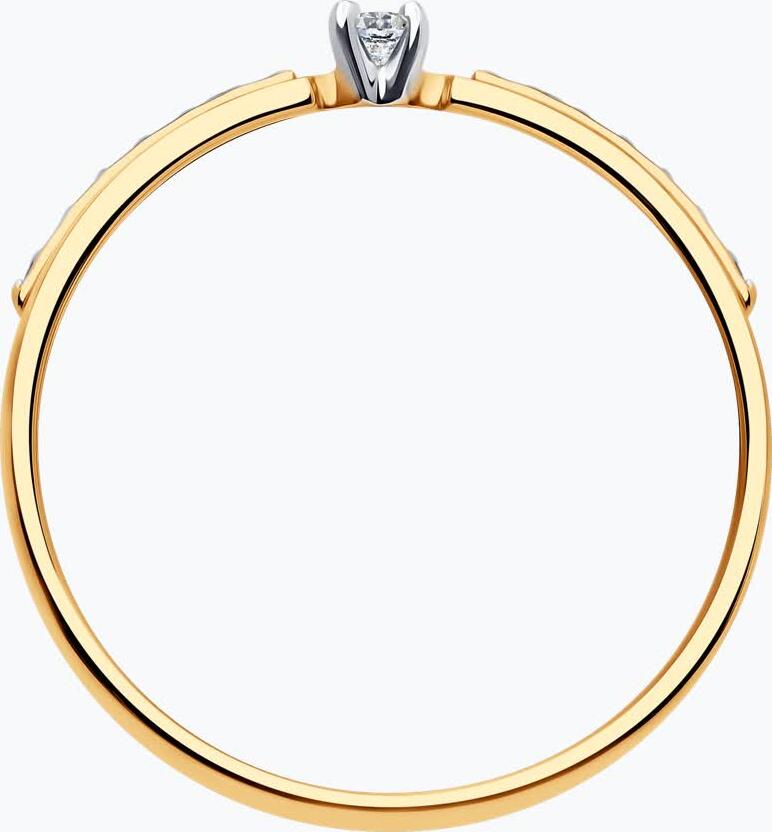 Inel Diamant 51-110-01979-1 pentru femei, Dimensiune 16, Aur Roșu 585, 14 Pietre Cubic Zirconia Rotunde Incolore, Dimensiune Piatră 1mm, Lățime 2mm, 1.16g