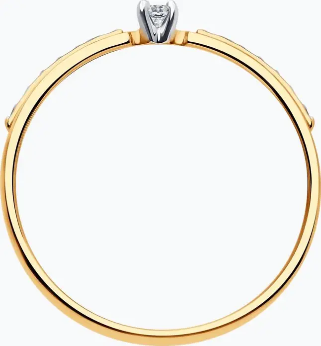Inel Diamant 51-110-01979-1 pentru femei, Dimensiune 16, Aur Roșu 585, 14 Pietre Cubic Zirconia Rotunde Incolore, Dimensiune Piatră 1mm, Lățime 2mm, 1.16g