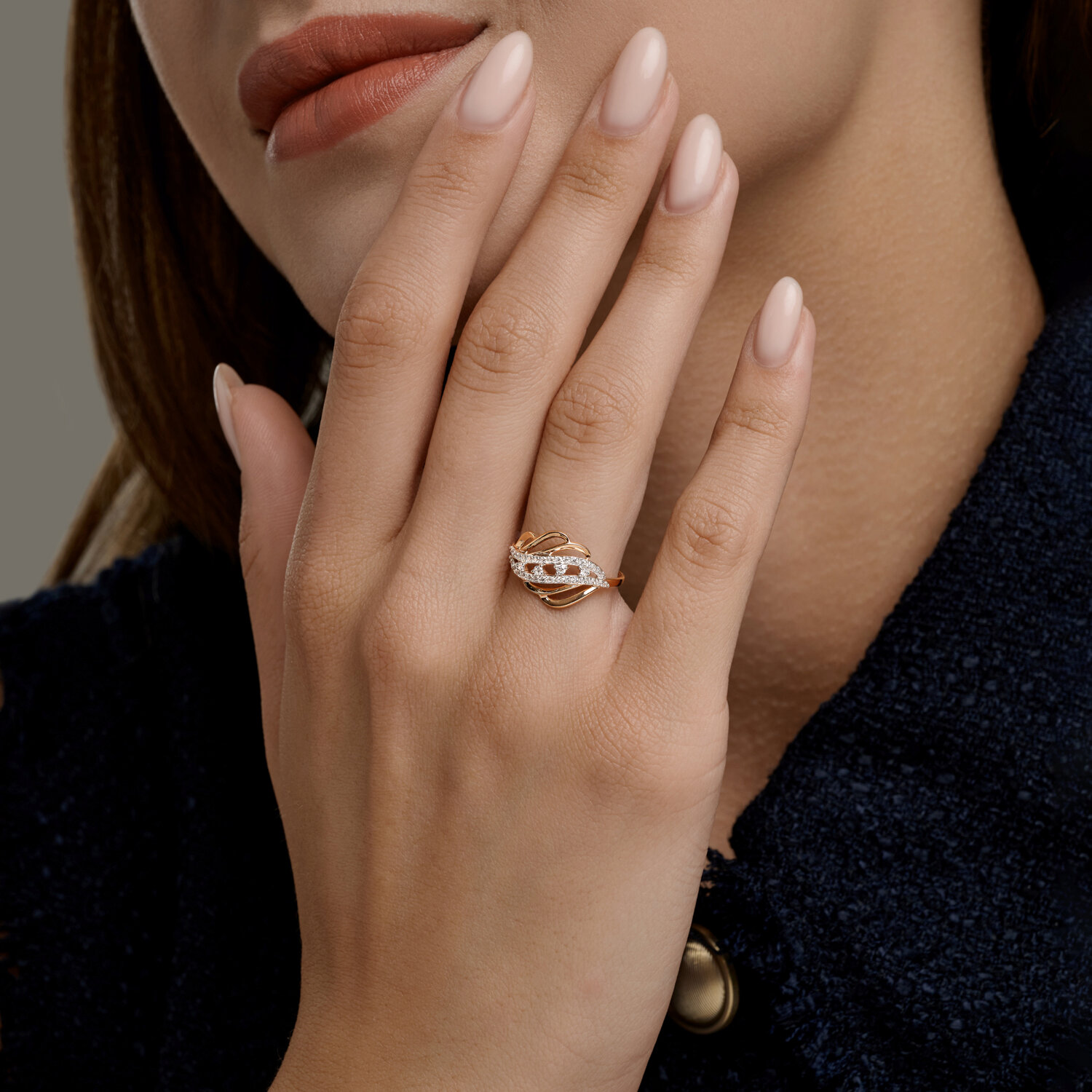 Inel Casual pentru femei Diamant 51-110-01025-1, Mărime 20, Aur Roșu 585, Zirconiu Cubic (Fianit) Incolor Rotund 0.27 ct, 1.79 g