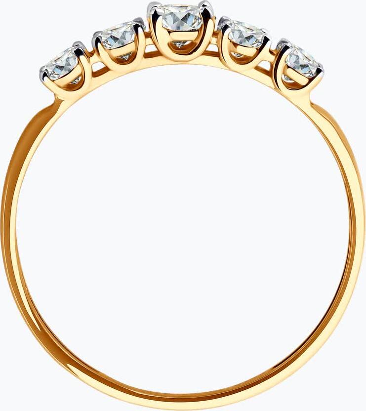 Diamant 51-110-02274-1 Women's Ring, Size 17.5, 585 Red Gold, 4 Round Colorless Cubic Zirconia Stones, 2.75mm, 0.634ct, 1mm Width, 1.06g