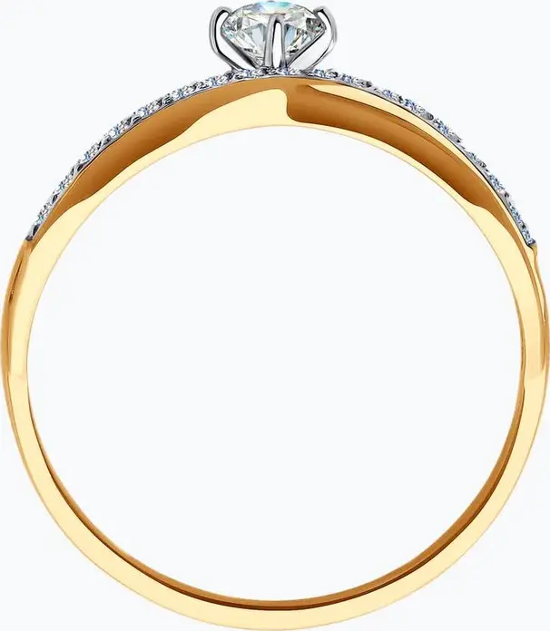 Inel Diamant 51-110-02311-1 pentru femei, Mărime 17.5, Aur Roșu 585, 17 pietre Cubic Zirconia rotunde incolore, Lățime 1mm, 1.48g