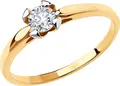 Diamant Women's Ring 31-110-00793-1, Size 18, 9K Red Gold 375 with Rhodium Coating, Round Colorless Cubic Zirconia 4mm 0.451ct, 1.37g