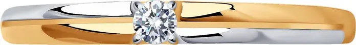 Diamant 31-110-00852-1 Women's Jewelry, Ring Size 16.5, 9k Red Gold 375 Rhodium Plated, Round Colorless Cubic Zirconia 0.122 ct 2.5 mm, 0.97 g