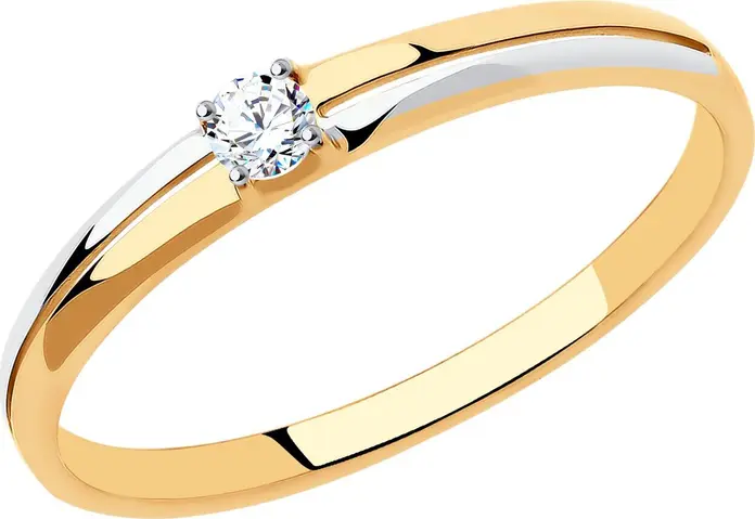 Bijuterie Diamant 31-110-00852-1 pentru femei, Mărime Inel 17, Aur Roșu 375 (9k), placare cu Rodiu, Cubic Zirconia rotund incolore 0.122 ct 2.5 mm, 0.97 g