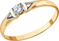 Inel SOKOLOV 018079 pentru femei, mărime 16.5, Aur Roșu 585 cu placare Rodiu, Zirconiu Cubic rotund incolore 0.201 ct, diametru piatră 3 mm, greutate 0.93 g