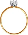 SOKOLOV 018493 Women's Ring, Size 19, 585 Red Gold, Rhodium Plated, Round Colorless Cubic Zirconia 0.297 ct, 3.5 mm Stone, 2 mm Band Width, 1.2 g