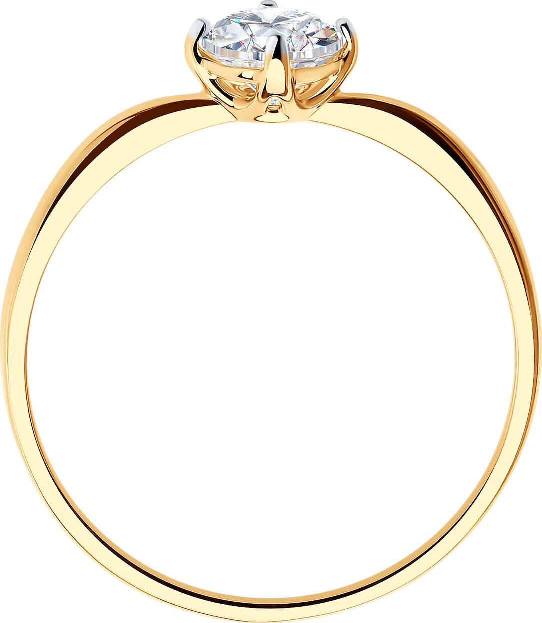 Inel SOKOLOV 019046 pentru femei, mărime 19, Aur Roșu 585 cu placare de Rodiu, Zirconiu Cubic rotund incolore 5mm 0.846ct, lățime 2mm, greutate 1.09g