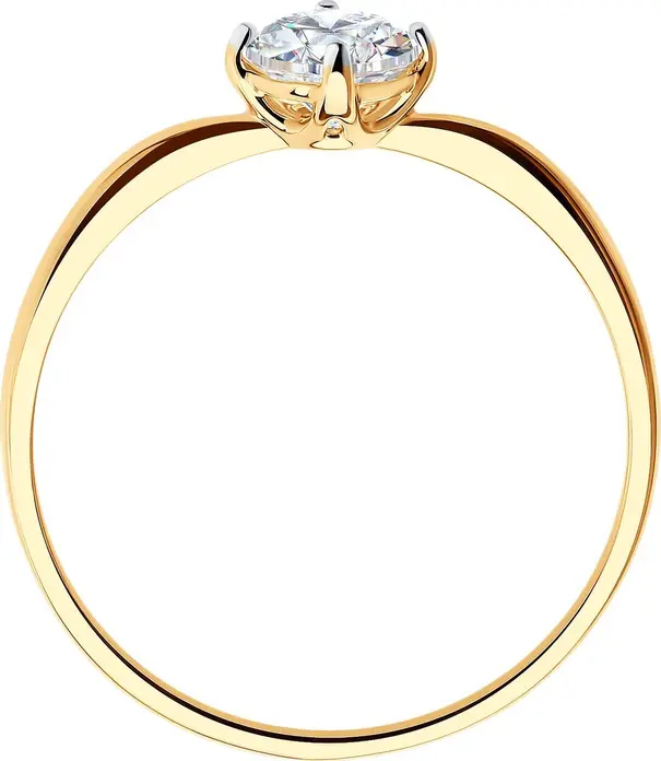 Inel SOKOLOV 019046 pentru femei, mărime 19, Aur Roșu 585 cu placare de Rodiu, Zirconiu Cubic rotund incolore 5mm 0.846ct, lățime 2mm, greutate 1.09g