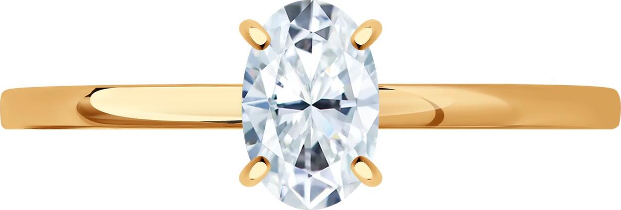 Inel SOKOLOV 019586 pentru femei, Mărime 18, Aur Roșu 585, Cubic Zirconiu Oval Incolor 0.673ct, Stil Clasic și Casual