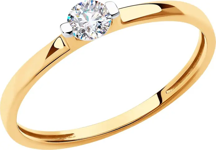 Inel Diamant pentru femei 51-110-00840-1, Mărime 16, Aur roșu 585 (9k) placat cu rodiu, zirconiu cubic rotund incolore 3.5mm 0.297ct