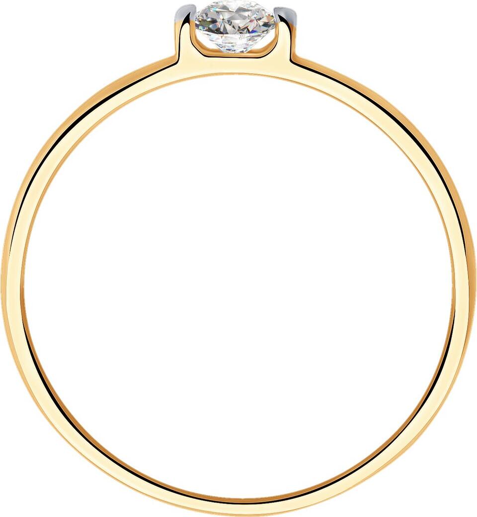 Diamant Women's Ring 51-110-00840-1, Size 17.5, 9k Red Gold 585 Rhodium Plated, Round Colorless Cubic Zirconia 3.5mm 0.297ct
