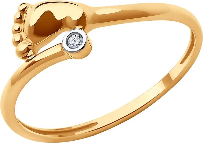Inel pentru femei Diamant Present 51-110-02087-1, Mărime 18.5, Aur Roșu 585 cu placare Rodiu, Zirconiu Cubic rotund incolore 0.029 ct 1.5 mm, Lățime 2 mm