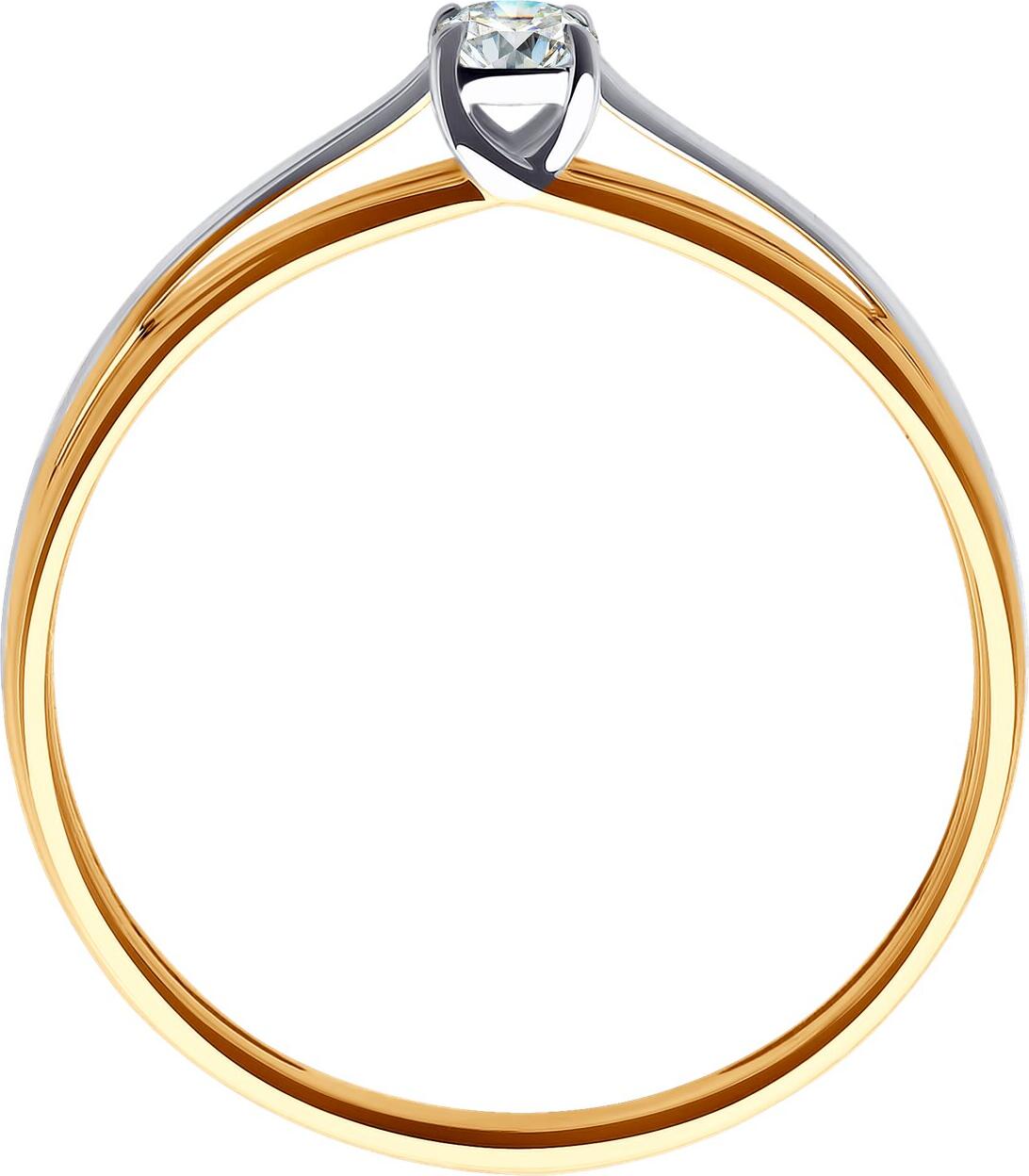Inel femei Diamant 51-110-02231-1, Mărime 16.5, Aur Roșu 585, Zirconiu Cubic Rotund Incolor 0.201 ct 3mm, Placare Rodiu, Lățime 1mm