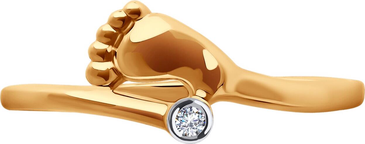 Inel pentru femei Diamant Present 51-110-02087-1, Mărime 17, Aur Roșu 585 cu placare Rodiu, Zirconiu Cubic rotund incolore 0.029 ct 1.5 mm, Lățime 2 mm