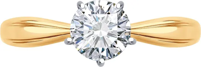 Diamant 31-110-00099-1 Women's Jewelry, Ring Size 16, 9K Red Gold 375, Round Colorless Cubic Zirconia 1.101 ct 5.5 mm, Rhodium Plated, 1.25 g